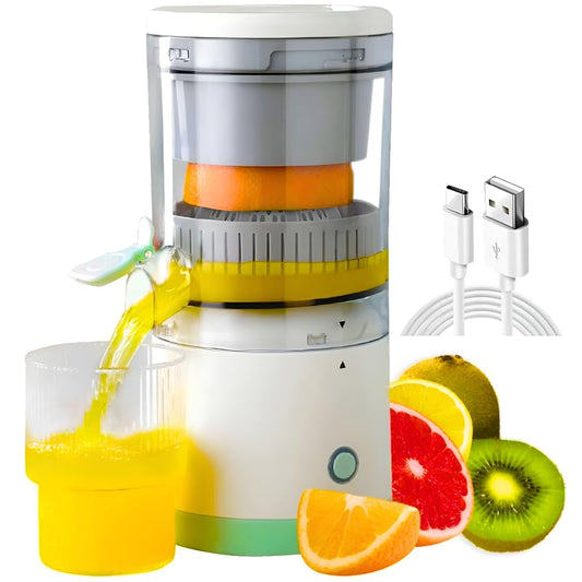 Wireless Electric Citrus Juicer | USB Rechargeable Orange Squeezer, Portable High Yield Lemon Press for Travel, Camping, and Kitchen | Hands Free One Touch Juicing