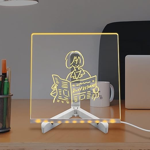 3d Acrylic LED Message Board, LED Message Board With Pen, led writing board, Acrylic Dry Erase Board With Pen & Stand for Note/Message
