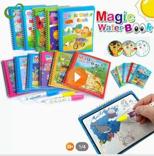 Reusable Magic Water Painting Book  (Of 6 Books Pack + 6 Pens)